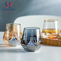 Verre à whisky personnalisé en forme de diamant, sans pied, pour dégustation, vin, liqueur, jus et eau – Vente en gros