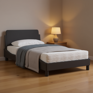 Letto Imbottito Singolo con Struttura in Legno Ingegnerizzato e Metallo, Rivestimento in Poliestere, Design Moderno, Letto Morbido - Product Image 2