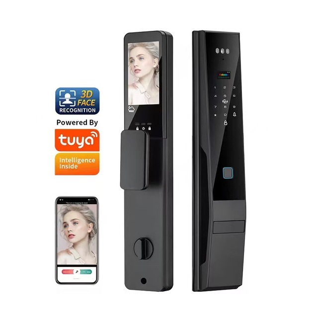 Smart Fingerprint Face Recognition Door Lock Tuya App Cloud 100 Fingerprint Capacity Aluminum Alloy Multi-Unlock