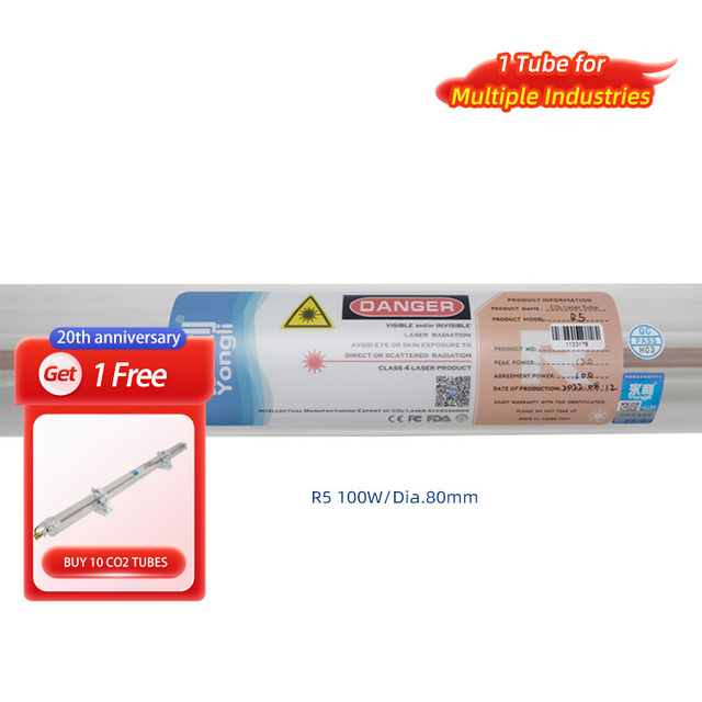 Yongli 100W CO2 Laser Tube 120 Watt Set Buy One Get One for Engraving Cutting Machines
