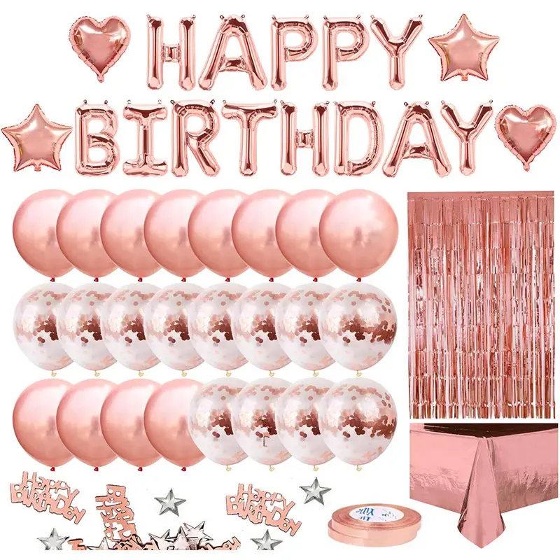 Розово-золотая металлическая кисточка воздушный шар конфетти на день рождения 2 метра дождевая занавеска скатерть воздушный шар набор украшений
