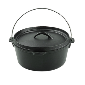Marmite hollandaise ronde en <span class=keywords><strong>fonte</strong></span> antiadhésive 10QT <span class=keywords><strong>pour</strong></span> extérieur avec couvercle, personnalisable, vente en gros, compatible four, gaz et <span class=keywords><strong>induction</strong></span> - Product Image 4