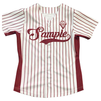 Camiseta de Béisbol y Sóftbol de Talla Única, Unisex, de Secado Rápido, con Rayas Rojas, de Algodón/Poliéster, para Niños y Niñas
