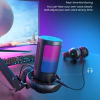 Microphone filaire professionnel Oneleader USB-A en métal RGB à réduction de bruit, à condensateur cardioïde, haute fidélité, pour studio et gaming