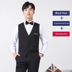 <span class=keywords><strong>Traje</strong></span> de hombre de tres piezas <span class=keywords><strong>con</strong></span> chaleco, cremallera <span class=keywords><strong>y</strong></span> cuentas, ideal para padrinos de boda, novios, ropa formal de negocios, corte ajustado. - Product Image 5