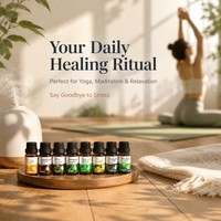 Ensemble d'huiles aromatiques pour les fêtes, contenant huit flacons, pour offrir en cadeau à Noël et du Nouvel An, avec étiquette personnalisée et personnalisation de la boîte