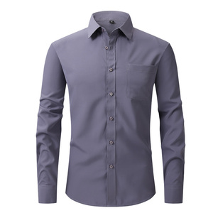Camicia da uomo Business Casual a maniche lunghe <span class=keywords><strong>Slim</strong></span> <span class=keywords><strong>Fit</strong></span> camicia americana taglia XL personalizzata in tessuto elasticizzato professionale in cotone - Product Image 5