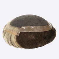 Q6 Style 100% cheveux humains avec cheveux surlignés hommes toupet naturel avant délié cheveux remplacement prothétique pour hommes