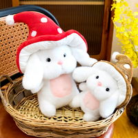 Peluche douce et agréable pour la peau, en tissu moelleux, adorable lapin champignon pour compagnie quotidienne