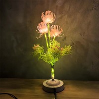 Lampe de table à 32 LED, alimentée par USB, avec fleur artificielle, lys araignée rouge, lampe arbre à fleurs papillon