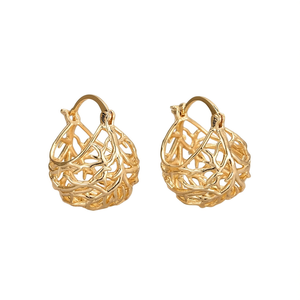 Orecchini a cerchio placcati oro E2489 per donna, gioielli alla moda, finitura 18K, orecchini in lega di zinco, design elegante, pezzo di alta qualità. - Product Image 1