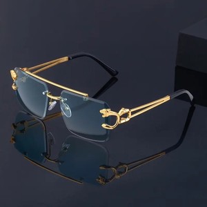 Lunettes de soleil tendance 2023 pas chères, style vintage, tête de léopard, double pont, sans monture, protection UV400, pour femmes - Product Image 2