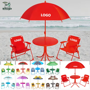 Ensemble <span class=keywords><strong>de</strong></span> mobilier <span class=keywords><strong>de</strong></span> loisirs d'extérieur personnalisé pour enfants Table et chaise pliantes portables avec parasol et parapluie en métal moderne pour patio Cartoon - Product Image 2