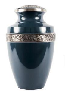 โกศเซรามิกสีน้ำเงินกรมท่าแบบคลาสสิก พร้อมลายต้นไม้สีทอง แจกันทรงกลมทำมือสำหรับใส่เถ้ากระดูก โกศโลหะสำหรับใส่เถ้ากระดูกผู้ใหญ่ - Product Image 2