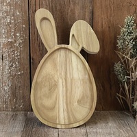 Plateau décoratif en bois en forme de lapin de Pâques, plateau de service pour fruits, planche à collation en bois pour fêtes, vacances, dîners