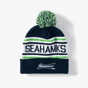 Winter Hat With <strong>Pom</strong> <strong>Pom</strong> Custom Jacquard Design Acrylic Knit <strong>Pom</strong> <strong>Beanie</strong> Men for Football Team - Product Image 4