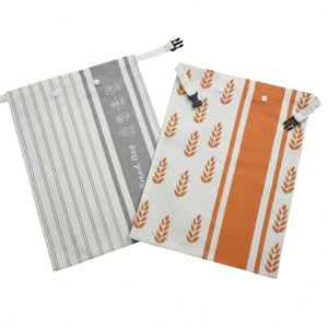 Lot de 2 sacs à pain en cire d'abeille et coton réutilisables, écologiques, pour le stockage alimentaire de pain maison, au levain, sandwichs et baguettes - Product Image 1