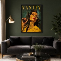 Décoration murale rétro avec couverture de magazine et cadre en aluminium noir mat pour bureau, hall d'hôtel, bar, chambre, appartement