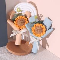 Bouquet de tournesol en crochet de laine fait à la main Offre Spéciale la décoration de bureau et le cadeau de la fête des enseignants fleurs artificielles tricotées