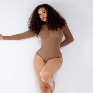 Body Sculptant Personnalisé à Manches Longues pour Femme Gainant Grande Taille sans Coutures Contrôle Ventre Taille String - Product Image 6