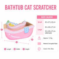 YAOYUE Griffoir pour chat en carton ondulé en forme de baignoire, avec décoration canard en caoutchouc, pour chats d'intérieur