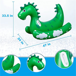 Jouet gonflable dinosaure pulvérisateur d'eau 120x60x85cm Vert, flotteur à chevaucher pour enfants, jeu extérieur - Product Image 4