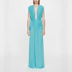 sachin and babi light blue dress Cowl Neck High Slit Maxi Dress in Black