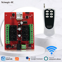 Receptor WiFi de 6 Canales, Interruptor de 433MHz, Módulo de Relé de Control Remoto para Puerta de Garaje de 24V con Función de Temporizador, Compatible con Tuya