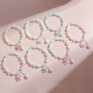 Pulsera de cuentas craqueladas de colores de moda con diseño de palomitas de maíz y dije de flor elegante, hecha a mano, para mujeres y niñas - Product Image 2