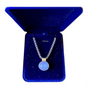 NIKHIL GEMS Pendentif en agate bleue d'Ellensburg naturelle, serti clos, fait main en argent sterling, vintage, cadeau de fiançailles pour elle ou lui, tiers - Product Image 1