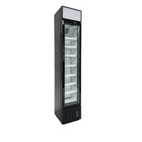 Réfrigérateur à boissons compact et peu encombrant avec refroidissement par air, modèle mince et vertical avec porte vitrée