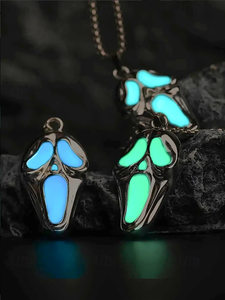 Personalizado para hombre que brilla en la oscuridad fantasma cara Hiphop colgante collar Halloween Horror joyería fiesta <span class=keywords><strong>de</strong></span> disfraces evento nocturno - Product Image 2