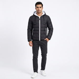 2026 Premium Quality New Fashion Wholesale Waterproof Canvas Knitted Stand Front Warm Winter Men's Puffer Jacket Padded - Product Image 1