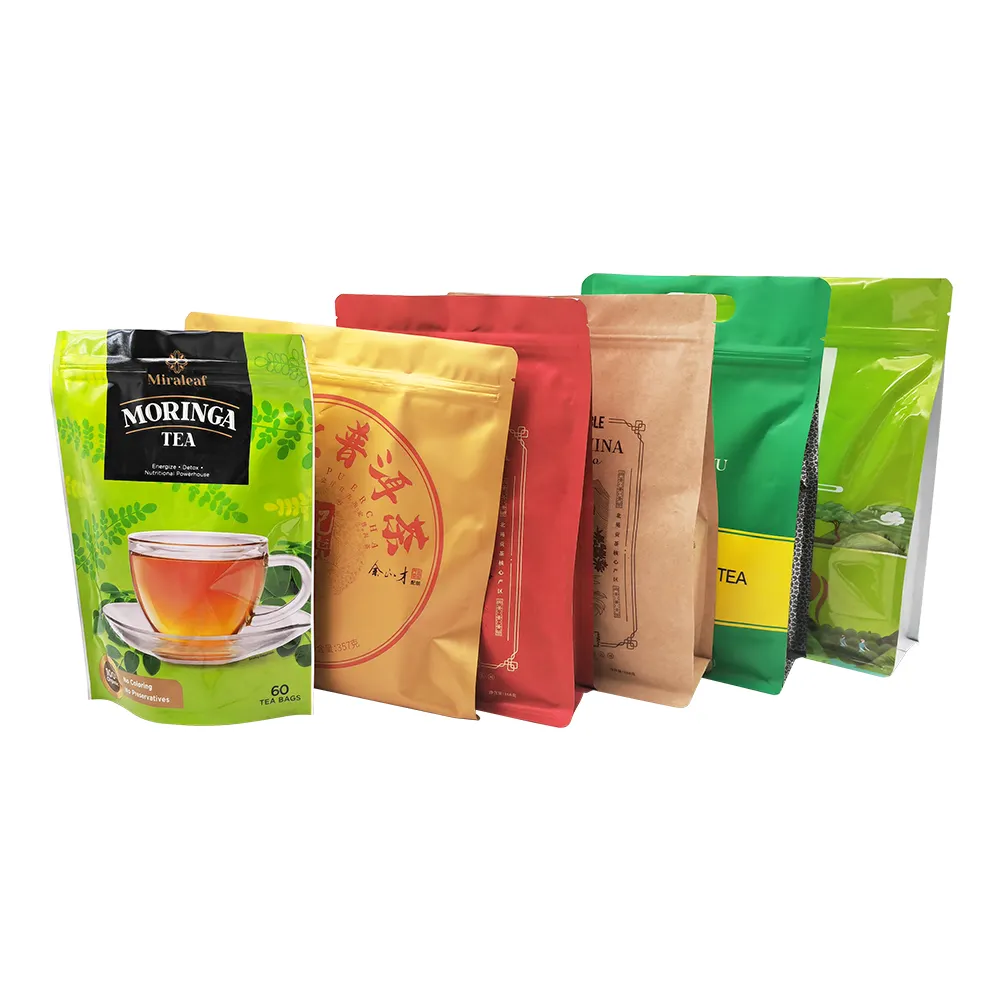 อาหารเกรดชาเขียวชาดำบรรจุภัณฑ์ที่กำหนดเองพิมพ์ถุงชาที่มีโลโก้