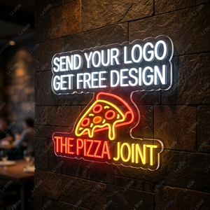 Enseigne néon personnalisée, logo lumineux pour pizzeria, restaurant, commerce, publicité, éclairage mural LED et affichage de marque - Product Image 1