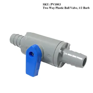 Venda quente Industrial PVC Ball Valve Plástico 1/2 Polegada Barb para Mangueira Tubo Tubo Conector