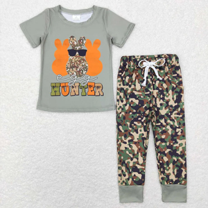 Ensembles de vêtements assortis pour frères et sœurs, imprimé camouflage Hunter Bunny, vêtements de Pâques pour enfants, vêtements pour bébé fille - Product Image 2