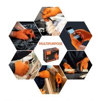 Gants robustes orange 8Mil avec texture diamantée pour l'entretien des machines Travaux de construction Jetables sans latex