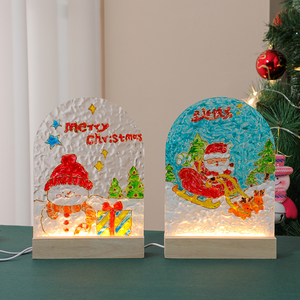 <span class=keywords><strong>Lampe</strong></span> de nuit créative en verre peinture à l'huile peinte à la main en acrylique ondulation pour les cadeaux de festival - Product Image 2