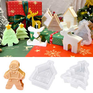 Twller DIY Weihnachtshaus Silikonformen Lebkuchenmann Elch Süße Weihnachtsbaum Duftkerzen Seifenform für die Heimdekoration - Product Image 6