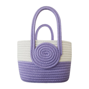 Nouveauté 2026 : Sacs cabas en corde de coton tressée à deux poignées pour <span class=keywords><strong>femme</strong></span>, sacs à bandoulière de vacances, sacs à main carrés au crochet pour <span class=keywords><strong>femme</strong></span> - Product Image 6