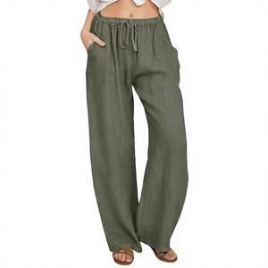 <span class=keywords><strong>Ropa</strong></span> <span class=keywords><strong>de</strong></span> Lino <span class=keywords><strong>de</strong></span> Tallas Grandes para Mujer, Pantalones <span class=keywords><strong>de</strong></span> Lino Casuales <span class=keywords><strong>de</strong></span> Moda con Cintura Alta Elástica y Cordón Ajustable para Mujer - Product Image 1