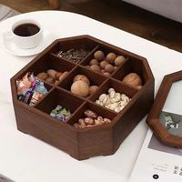 Multifunctionele Walnoot Houten Opbergdoos Met Deksel Voor Snoep, Droog Fruit En Noten, Decoratief Dienblad In Geschenkstijl