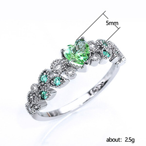 Anillos de Compromiso de Moda para Mujer con Circonita Cúbica en Forma de Corazón F808, Engaste Pavé, Gema Creada en Laboratorio - Product Image 5