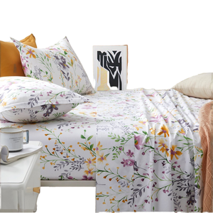 Draps en percale tissée 100% microfibre, taille King - Ensemble de draps et de taies d'oreiller imprimés - Polyester écologique, ensemble de draps 6 pièces - Product Image 2