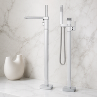 Nouveau style de robinetterie de baignoire en laiton apparent, avec douchette pluie, bec cascade chaud/froid et cartouche céramique, ensemble de douche domestique