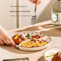 Nouvelle assiette compartimentée à motifs de dessins animés, vaisselle pour enfants, assiette de service compatible micro-ondes, assiette de cuisine domestique, assiette de régime pour adultes