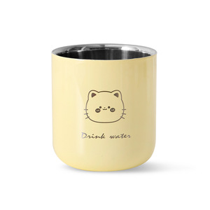 Tazza da Viaggio Personalizzabile in Acciaio Inox da 250ml Color Crema con Motivi di Gatti/Cani, Ecologica per Regali Aziendali - Product Image 1