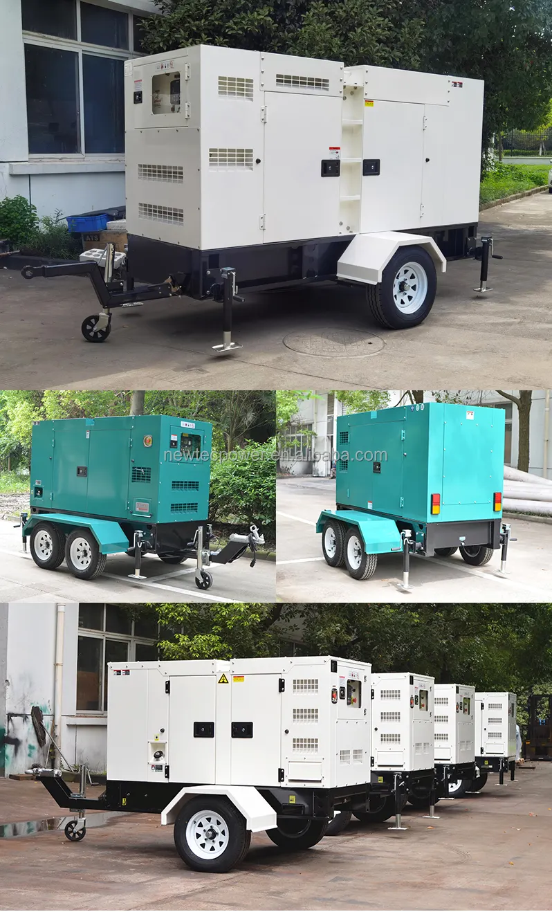 바퀴가 달린 전원 부 커민스 쉬운 이동 휴대용 200KVA 자동 발전기 트레일러 160KW 디젤 발전기