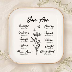 Minimalist White Ceramic Jewelry Dish Custom Logo Trinket Tray Square <b>Ring</b> Holder <b>Plate</b> for Engagement Wedding Gift Favors - Product Image 1